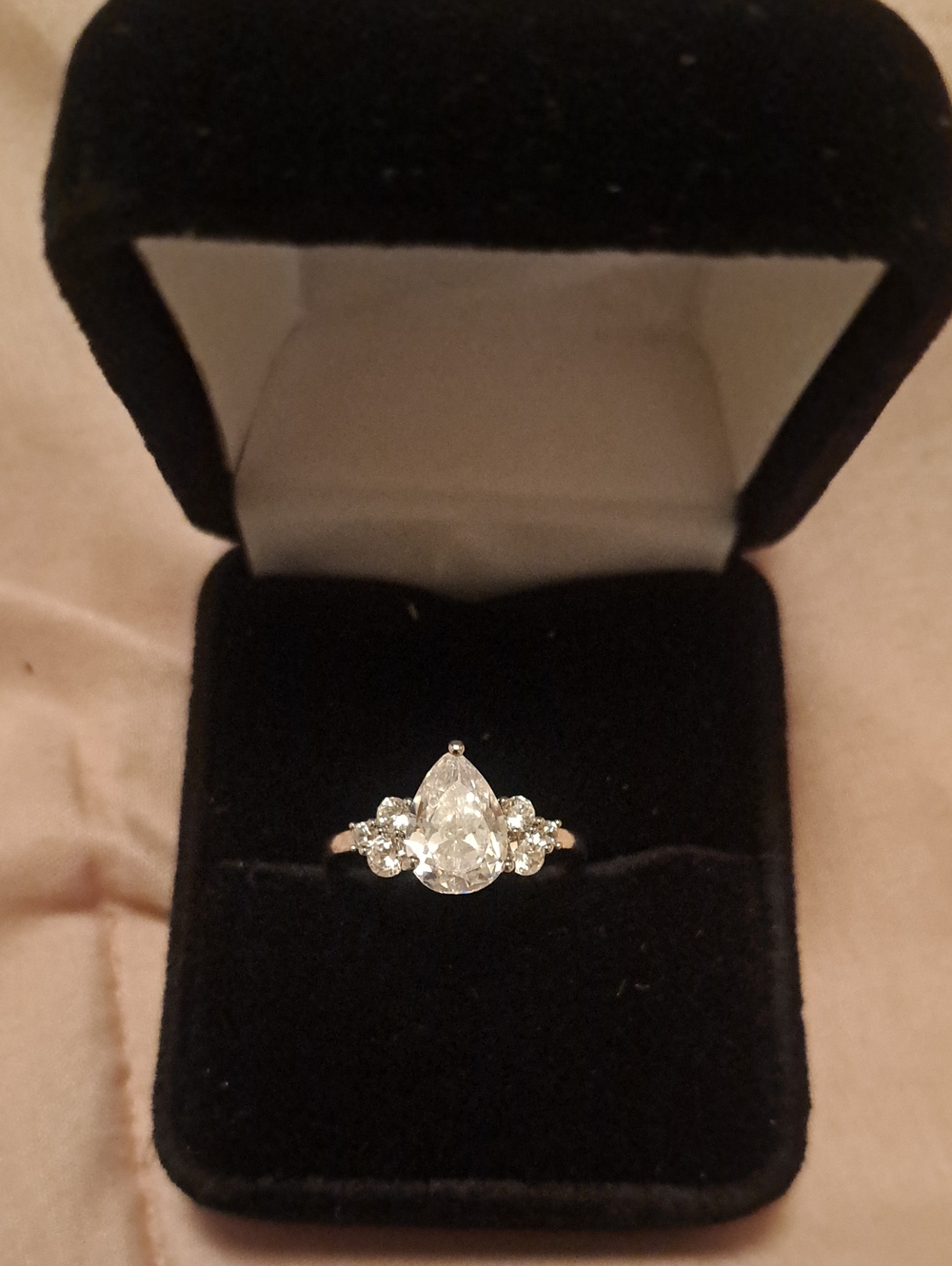 Sterling Silver Pear-Cut White Crystal Ring